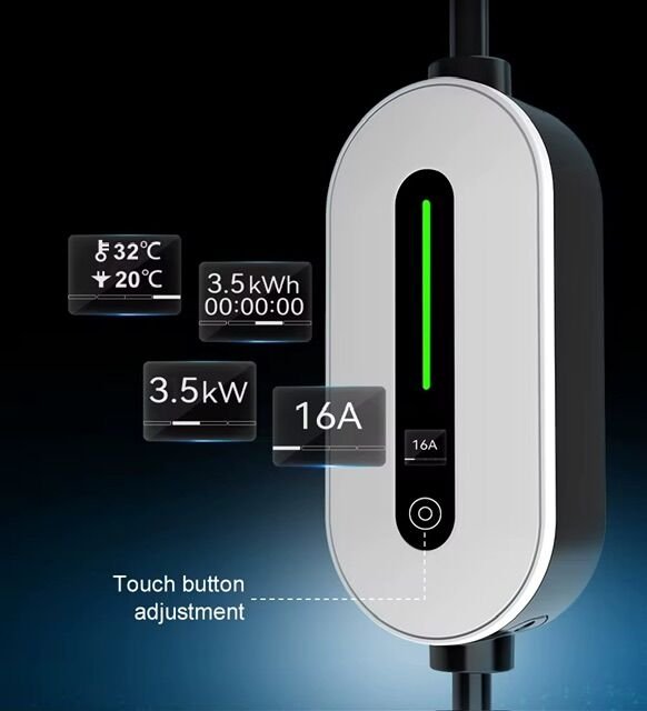 Bar2Charge A8 Pro Taşınabilir Ev Tipi Şarj Cihazı Type 2 3.7 kW 1 Faz 8-16A Ayarlanabilir Akım LCD Ekranlı IP66 (5 Metre)